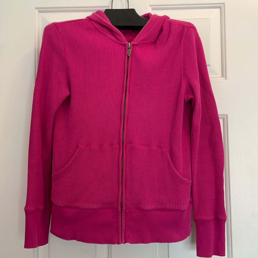 Thermal knit front zip hoodie jacket size S